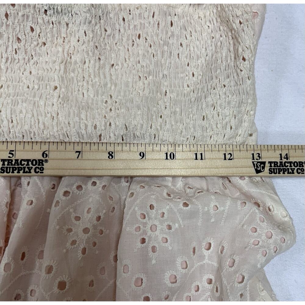 Sexy Eyelet V Neck Cotton Maxi Dress Pearl Buttons Boho Romantic Cottagecore Med - Picture 5 of 8